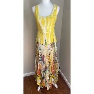 Solitaire Dress L Bohemian Tank Maxi‎ Patchwork Colorful Bustle Festival Tiered